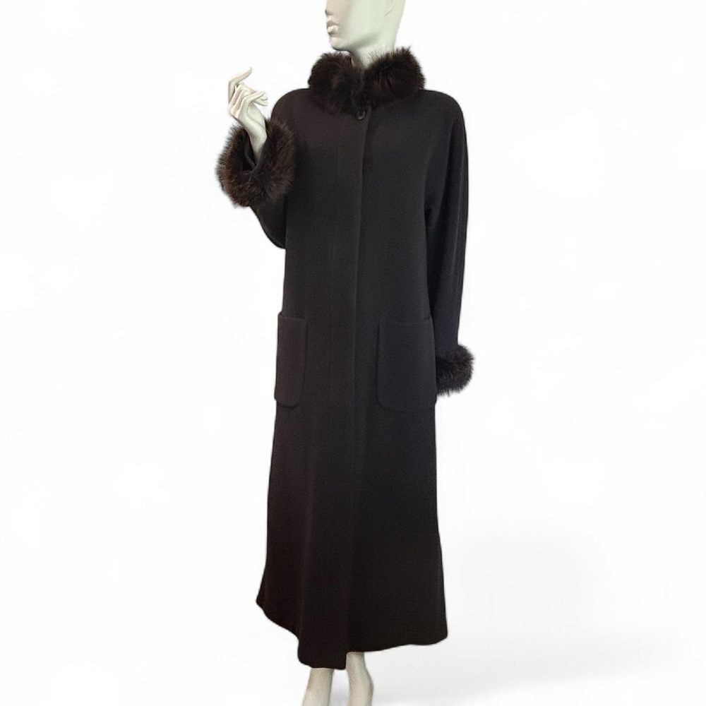Hilary Radley Wool w/ Raccoon Trim Midi Coat